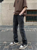 Wiaofellas  -  High Street Jeans Embroidered Jeans Men's Jeans Straight leg Jeans Fashion Casual Pants
