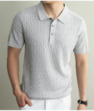 Wiaofellas  -  Summer Laisel Linen Ice Silk Knitted Polo Shirt Men's Short Sleeved Pullover Knitted Sweater Man Casual Business Social T-shirt