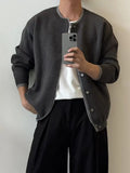 WIAOFELLAS  -  Thickened knitted cardigan fake two pieces wear simple round neck long sleeves lazy layered sweater jacket