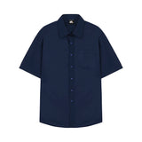 Wiaofellas  - Men Summer New Half Sleeve Solid Shirts Male Casual  Blouses Men White Fashion Pockets Shirts Korean Clothing V62