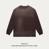 WIAOFELLAS  -  Vintage Men's Long Sleeved T-shirt Washed Loose Men's Autumn Pullover Outfit Unisex Pure Cotton 230g High Street Trendy T-shirt