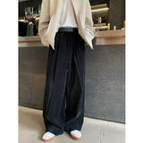 WIAOFELLAS  -  Black Suit Pants Men Oversized Fashion Society Mens Dress Pants Korean Loose Wide Leg Pants Mens Office Formal Trousers M-3XL
