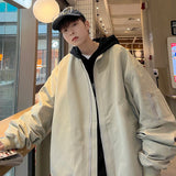 WIAOFELLAS  -  Men's Pocket Zipper Jacket Male Casual Streetwear Loose Hip Hop Slim Fit Solid Color Baseball Coats Men Clothing A04