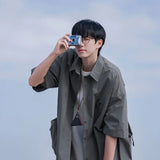 WIAOFELLAS  -  Working Short-sleeved Shirt Men's Summer Japanese Retro Loose Casual Half-sleeved Shirt American Handsome Fashion Jacket