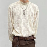 WIAOFELLAS  -  Japanese Half Collar Lace Base Pullovers New Unisex Style Knitted Long Sleeved T-shirt Men Hollowed Out Temperament Thin Sweater