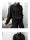 WIAOFELLAS  -  Men's High Neck Shirt Men's Design Sense Niche High-end Sense Hairstylist's Workwe Shirt Inner Layer Layered Wear