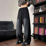 WIAOFELLAS  -  Gradient Color Men's Sweatpants Casual Drawstring Loose Straight Korean Style Wide Leg Elastic Waist Male Bottom