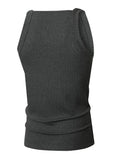 Wiaofellas  -  Fashion Stretchy Slim Ribbed Vest Tops Men Sports Casual Sleeveless Camisoles Summer Mens Daily Leisure Breathable Tank Top