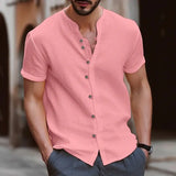 WIAOFELLAS  -  New summer fashion men's retro button casual short-sleeved shirt