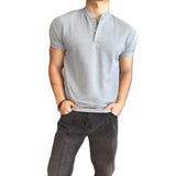 Wiaofellas  -  Black Short Sleeve Polo Shirt Henry Collar Fitness Sportswear Breathable Polyester Summer T-Shirt for Men Casual Wear