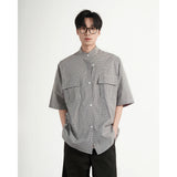 WIAOFELLAS  -  Men's Big & Tall Checkered Shirt - Summer Relaxed Fit Short Sleeve Pullover with Chest Pocket  M-5XL