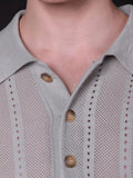 Wiaofellas  -  Vintage Hollow Out Knitting Tops For Men Summer New Casual Short Sleeve Breathable Polo Shirts Mens Stylish Slim Fit Polos