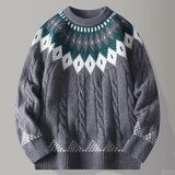 Wiaofellas  -  Knitted Sweater Autumn/Winter American Retro Thief O-neck Pullover Nordic Ethnic Tassel Thief Collar Knitted Tops