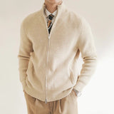 Wiaofellas Men's Cashmere Knitwear Cardigan Middle-Aged Stand-up Collar Zip-up Coat knitted Autumn Winter Thick Sweater Men Jacket B217