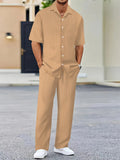 WIAOFELLAS  -  (Shirt+Pants) Summer new arrival Men Fashion Classic Shirt men Business Casual Shirts Men A Set Of Clothes