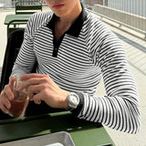 WIAOFELLAS  -  Men Striped Shirt Lapel Long Sleeve Loose Casual Men Clothing Streetwear Fashion Leisure Male Tops 2026 Spring Shirts