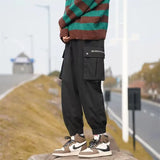 Wiaofellas  -  Multi-pocket large size tide brand plankton bunched foot cargo pants men's loose casual pants