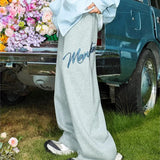 WIAOFELLAS  -  Men's Hip Hop Fashion Letter Printed Wide Leg Pants 2025 Y2K Streetwear Baggy Straight Pantalones Hombre New Gym Sports Trousers