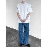 WIAOFELLAS  -  Summer T Shirt Men Fashion Black White Casual Short Sleeved T-shirt Men Streetwear Korean Loose Shoulder Pad T Shirt Mens Top