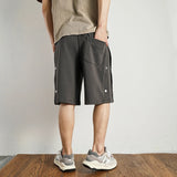 WIAOFELLAS  -  Summer new breasted shorts Men's summer short shorts High street trend loose casual quarter pants medium pants