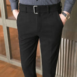 WIAOFELLAS  -  Autumn and Winter Men's Fashion Solid Color Fabric Casual Thickened Wool Business Brushed Straight Tube Versatile Pants