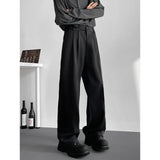WIAOFELLAS  -  Grey Black Suit Pants Men Fashion Society Mens Dress Pants Korean Loose Casual Straight Pants Mens Office Formal Trousers 4XL