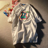 WIAOFELLAS  -  Question Mark Bear Printing T Shirts 100% Cotton Women Y2K T-shirt Cute Short Sleeve Casual Loose Oversized Tee Tshirt