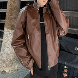 WIAOFELLAS  -  Spring Autumn New Men's Solid Color PU Leather Jacket Outerwear American Retro Fashion Trend High Street Casual Men's Tops