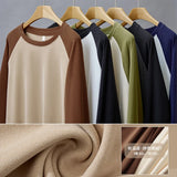 WIAOFELLAS  -  Winter Plush T Shirt Men Warm Oversized Casual Round Neck Tshirt Men Streetwear Korean Loose Long Sleeved T-shirt Mens Top S-3XL