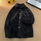 WIAOFELLAS  -  Trendy Corduroy Long-sleeved Shirt Men's Casual Shirt Embroidery Design Retro Shirt Spring Fashion Printed Buttons Cardigan