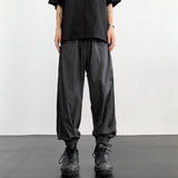Wiaofellas  -  New Men's Fashion Harem Pants Reverse Design Baggy Tapered Trousers Black Side Zipper Stretch Oversized Hip Hop Clothing Man