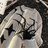 WIAOFELLAS  -  Y2K Mens Sweaters Knitting Long Sleeve Crew Neck Ripped Sweater Spring Autumn Men Streetwear Fashionable Knitted Jumper Tops