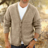 WIAOFELLAS  -  Fashion Casual Knitted Cardigan Autumn Winter Solid Color V-neck Button Long Sleeves Sweater Streetwear Slim Fit Knitwear Tops
