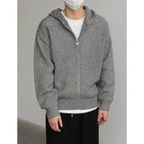 WIAOFELLAS  -  Hollow Hooded Knitted Cardigan Sweater Men's Spring and Autumn New Couple's Jacket Casual Versatile Fashion Top