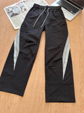 WIAOFELLAS  -  adient ey Sports Casual Pants Men Women Qui Dry Breathable Autumn Fce Straight Leg Pants Splice Color Blo