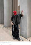 WIAOFELLAS  -  Artificial Hand-painted Lettering Graffiti Black Denim Trousers Men Straight Pants