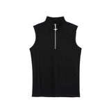 Wiaofellas  -  fall outfits Summer Darkwear Niche Design Trendy Zipper Shoulder Padded Vest Sleeveless Solid Color Sleeveless Male Tops