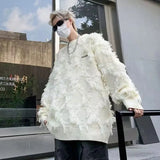 WIAOFELLAS  -  American style autumn and winter tassel fur-edged lazy style knitted sweater men's new trendy brand design niche jacket