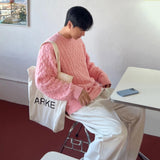 WIAOFELLAS  -  New Winter Men's Sweaters Casual Round Collar Hemp Pattern Knitting Tops Thickened Pullover Male Loose Tops Niche