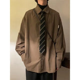 WIAOFELLAS  -  Long-sleeved Shirt Men Solid Color Japanese Retro Spring Loose Brown Trendy Versatile Cardigan