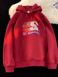 WIAOFELLAS  -  Winter Letter Graphic Printed Pullover Hoodies For Men 2025 New Hip Hop Fashion Hooded Sweatshirts High Street Fleece Y2K Hoody