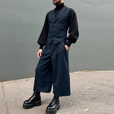 WIAOFELLAS  -  Men Sets Solid Color Lapel Sleeveless Vests & Pants Two Pieces Sets Streetwear Elegant Fashion Men's Casual Suits S-5XL