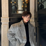 WIAOFELLAS  -  Short Woolen Coat Men's Autumn Winter Shoulder Pad Jacket Thickened Wool Blends Suit Solid Color Long Sleeves Cotton Coats