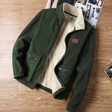 WIAOFELLAS  -  Men's Plus Velvet Sweatshirts Zip Up Hoodies Autumn Winter Stand Collar Polar Fleece Sweatshirt Coat Men Zipper Pockets Cardigan