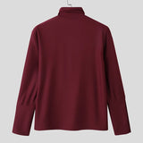 Wiaofellas  -  Men Shirt Solid Color Stand Collar Long Sleeve Button Men Clothing Streetwear Loose Fashion Casual Tops Camisas