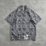 WIAOFELLAS  -  High street fashion shirt Men's Hawaiian short sleeve couple dress men's summer top Beach Cuban collar shirt