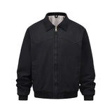 WIAOFELLAS  -  Loose Contrast Paneled Zipper Jeans Coat Mens Lamb Fleece Denim Jacket Washed Distressed Streetwear Cpwboy Top