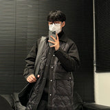Wiaofellas  -  Turn-down Collar Long Sleeve Men Long Duck down Jacket Pocket Design Simple Male Tops Korea Fashion Casual