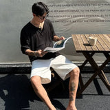 WIAOFELLAS  -  Men's Husband Sex Old Qian Style Pink Henry Collar Long Sleeve T-shirt Summer Thin Sunscreen Top