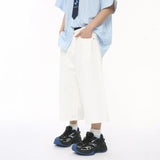 Wiaofellas  -  Men's Wear Summer New Korean Style Solid Color Minimalist High Street Wide Leg Calf-length Jeans